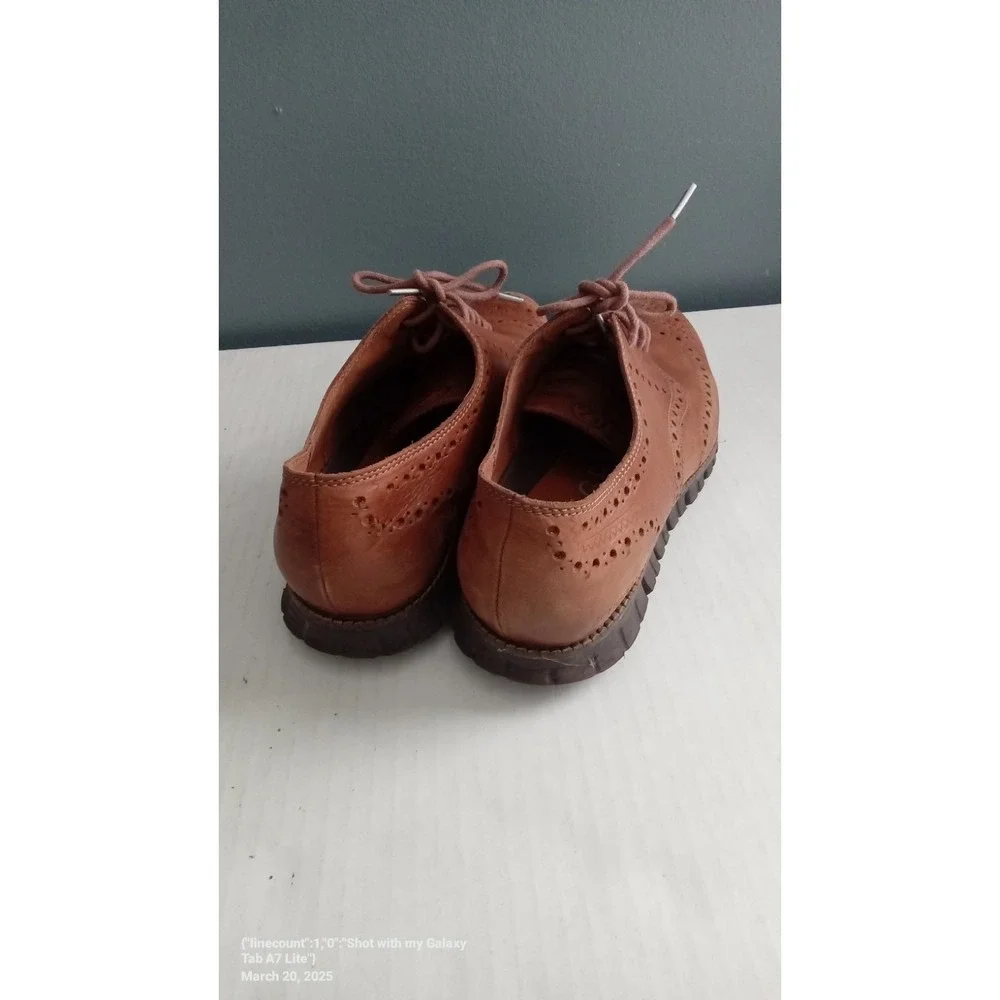 Zelli‎ Brown Leather Wingtip Oxford Dress Shoes Lace Up Brogue